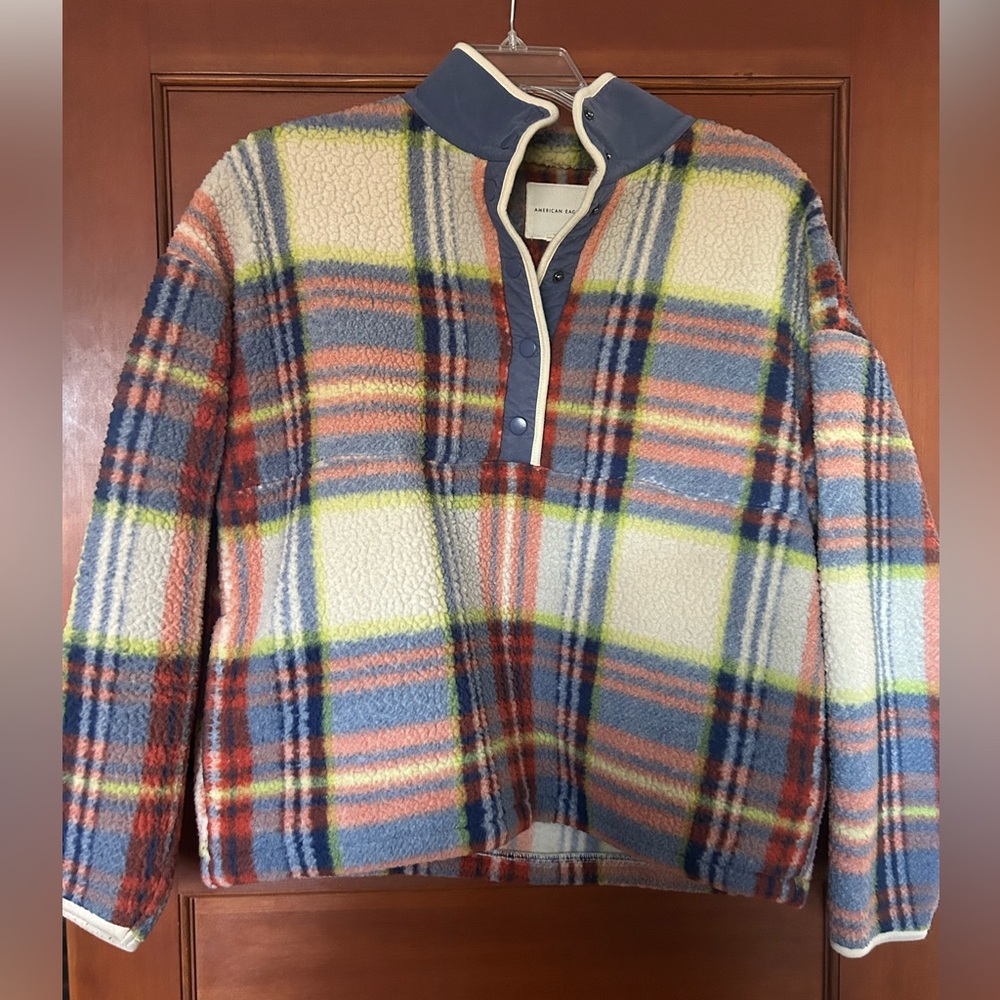 American Eagle Plaid Anorak Pullover size Large